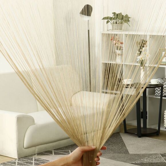 String Curtain Fringe Panel Thread Strip Backdrop Divider for Decor Camel Color - Picture 3 of 6